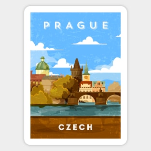 Prague, Czech.Retro travel poster Sticker